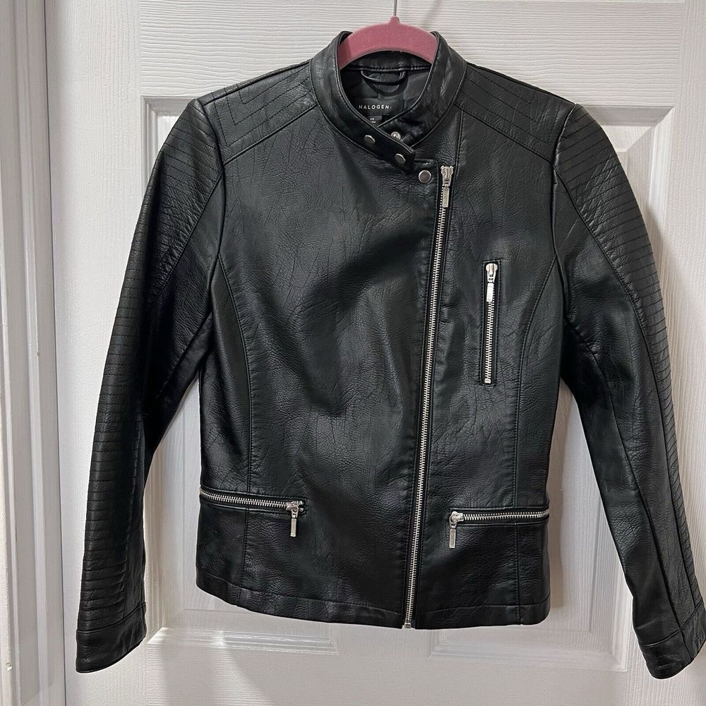 Halogen Quilted Faux Leather Moto Jacket Size XSmall‎ Petite